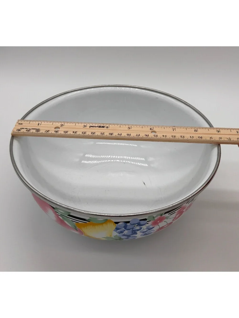 GMI Vintage Nesting Enamelware Mixing Bowl Fruit Pattern Dishwasher Safe